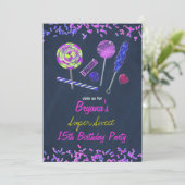 黒板キャンディランドスイーツチョークドードルパーティー 招待状 (スタンド正面)