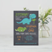 黒板キュート恐竜誕生日招待状 招待状 (スタンド正面)