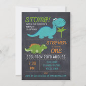 黒板キュート恐竜誕生日招待状 招待状 (正面)