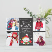 黒板キュート雪だるま4枚写真グリーティングカード シーズンカード (スタンド正面)