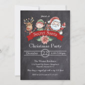 黒板ギフト交換シークレットサンタクリスマス 招待状 (正面)
