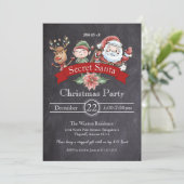 黒板ギフト交換シークレットサンタクリスマス 招待状 (スタンド正面)