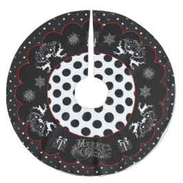 黒板クリスマスと水玉模様ツリースカート ブラッシュドポリエステルツリースカート