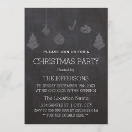 黒板クリスマスオーナメントパーティの招待状 招待状