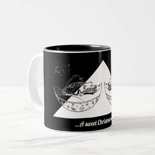 黒板クリスマスカー ツートーンマグカップ (正面左)