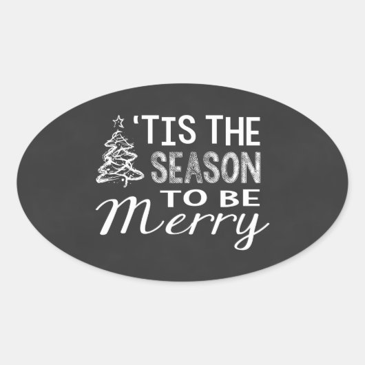 黒板クリスマスステッカー 楕円形シール (正面)