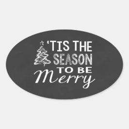 黒板クリスマスステッカー 楕円形シール