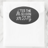 黒板クリスマスステッカー 楕円形シール (バッグ)