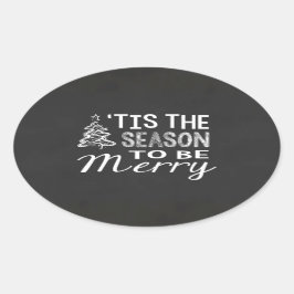 黒板クリスマスステッカー 楕円形シール