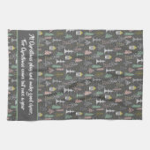 黒板クリスマスツリーとハウスピンクイエロー キッチンタオル (横)