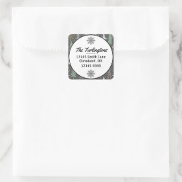 黒板クリスマスツリーとハウスピンクイエロー スクエアシール