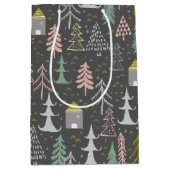 黒板クリスマスツリーとハウスピンクイエロー ミディアムペーパーバッグ (正面)