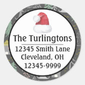 黒板クリスマスツリーとハウスピンクイエロー ラウンドシール (正面)