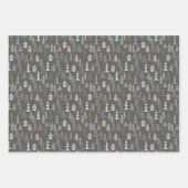 黒板クリスマスツリーとハウスピンクイエロー ラッピングペーパーシート (正面)