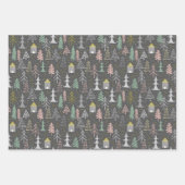 黒板クリスマスツリーとハウスピンクイエロー ラッピングペーパーシート (正面3)