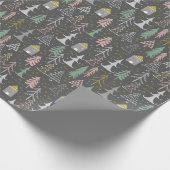 黒板クリスマスツリーとハウスピンクイエロー ラッピングペーパー (角)