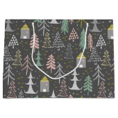 黒板クリスマスツリーとハウスピンクイエロー ラージペーパーバッグ (正面)