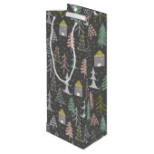 黒板クリスマスツリーとハウスピンクイエロー ワインギフトバッグ (裏面アングル)