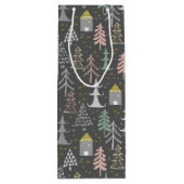 黒板クリスマスツリーとハウスピンクイエロー ワインギフトバッグ (裏面)