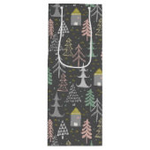 黒板クリスマスツリーとハウスピンクイエロー ワインギフトバッグ (正面)
