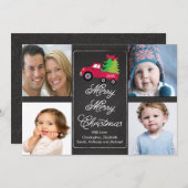 黒板クリスマスツリー4枚写真グリーティングカード シーズンカード (正面/裏面)