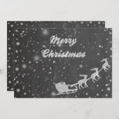 黒板クリスマス |ヴィンテージサンタクロースそり シーズンカード (正面/裏面)