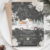 黒板クリーミーな白トラック赤ちゃんシャワー 招待状