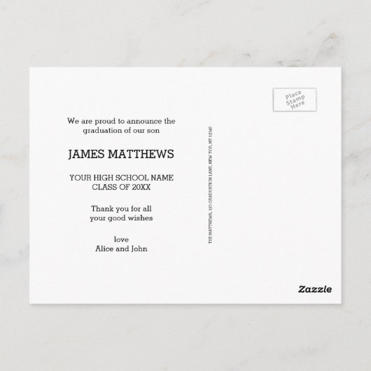 黒板グラード | 卒業式ありがとうはがき ポストカード (裏面)