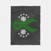 黒板グリーン認識度リボン フリースブランケット (正面)