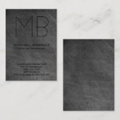 黒板グレーのモノグラムの丸いビジネスカード 名刺 (正面/裏面)