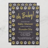 黒板グレーイエローポープリントベビーシャワー 招待状 (正面/裏面)