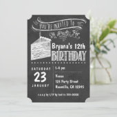 黒板ケーキスライスバースデーパーティ招待状 招待状 (スタンド正面)