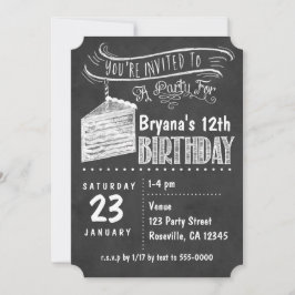 黒板ケーキスライスバースデーパーティ招待状 招待状