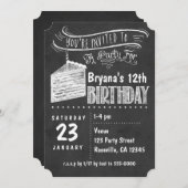 黒板ケーキスライスバースデーパーティ招待状 招待状 (正面/裏面)