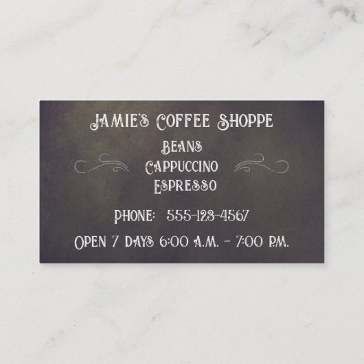 黒板コーヒーショップの名刺 名刺 (裏面)
