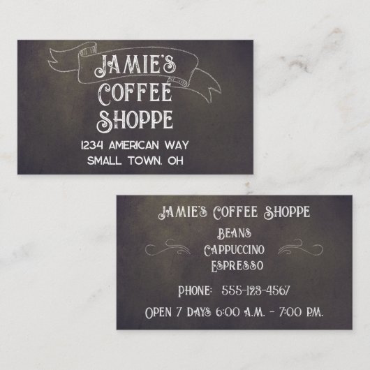 黒板コーヒーショップの名刺 名刺 (正面/裏面)