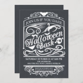 黒板ゴシッ不気味クハロウィーン招待状 招待状 (正面/裏面)