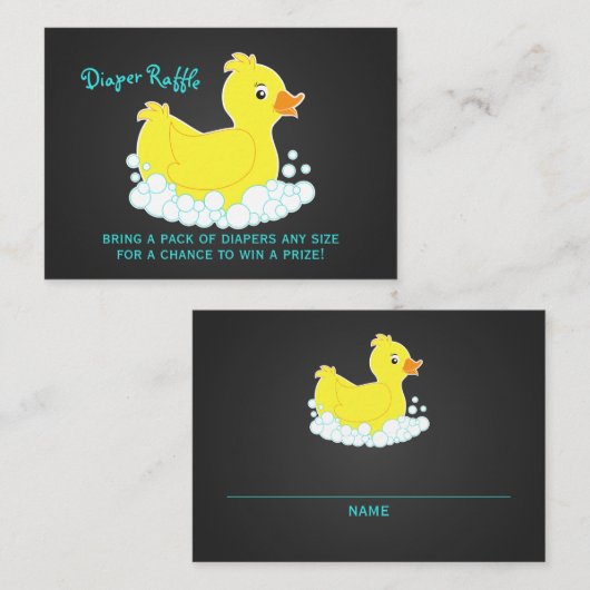 黒板ゴムダッキー（アヒルちゃん）おむつラッフルチケットカード エンクロージャーカード (正面/裏面)