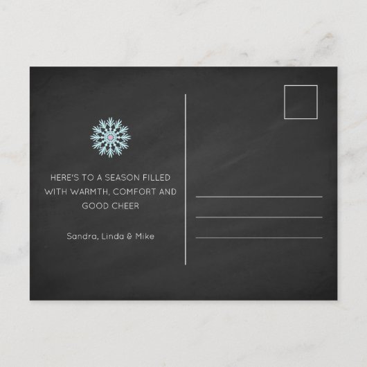 黒板ゴージャスな雪片が雪を降らせる ポストカード (裏面)