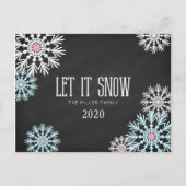 黒板ゴージャスな雪片が雪を降らせる ポストカード (正面)