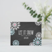 黒板ゴージャスな雪片が雪を降らせる ポストカード (スタンド正面)