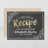 黒板ゴールドスクリプト フローラル ブライダルシャワー レシピ インビテーションポストカード (正面/裏面)