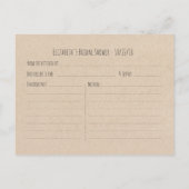 黒板ゴールドスクリプト フローラル ブライダルシャワー レシピ インビテーションポストカード (裏面)