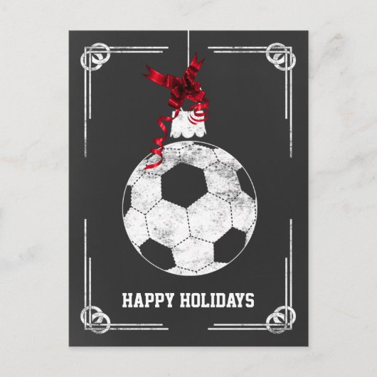 黒板サッカープレーヤークリスマスカード シーズンポストカード (正面)