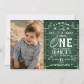 黒板サッカー競技場写真第1回誕生日 招待状 (正面)