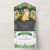 黒板サファリ風船虎の子守り オールインワン招待状 (内側)