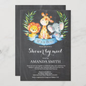 黒板サファリ ジャングルボーイ ベビーシャワー by メール 招待状 (正面/裏面)