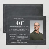 黒板サプライズ誕生日パーティー40歳招待状 招待状 (正面/裏面)
