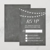 黒板サマー ストリング ライト ウェディング 出欠カード (正面/裏面)