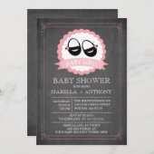 黒板シューズ女の子ベビーシャワー侵入 招待状 (正面/裏面)